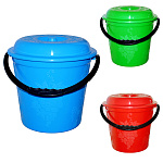 Ведро " Милих " 6л, пластмассовое, с пластиковой ручкой, ассорти, с крышкой