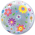 Шар фольгированный 22"/55см Круг Цветочный узор