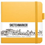 Блокнот для зарисовок " Sketchmarker " 12*12см 7БЦ на резинке 80л Желтый, обложка - ПВХ, плотность 140г/м2, блок- слоновая кость, сшивка, ляссе, держатель для ручки