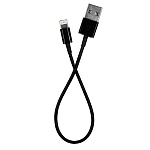 Кабель сетевой USB - Lightning " Mirex " AM8PM чёрный, круглый, 0,2м, 1,0А, ПВХ