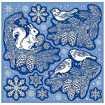 Наклейки " Мир открыток " 8-37 Новогодние- Снежинки, шишки, зверушки, пластизоль, 330*335мм