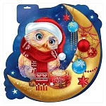 Плакат фигурный " Праздник " 936 А3 Новогодний- С Новым годом! Сова, глянцевый вд-лак