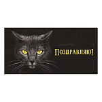 Конверт для денег " Миленд " Soft Touch Поздравляю! Кот на черном, 164*85мм