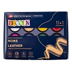 Набор красок по коже " Decola " 11+1 акриловый лак*20мл Акрил