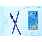 Ручка шариковая " Basir " синяя, шестигранная, колпачок с клипом, 1мм, толщина письма 0,5мм, синий пластиковый корпус с белой полосой