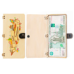 Конверт для денег деревянный (купюрница) " С Днем рождения ", на кнопке, 165*100*9мм