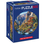 Пазлы " Hatber " 500элементов Домик в горах d=48см, постер, картонная упаковка