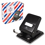 Дырокол на 45л " Attomex " металлический, встроенная линейка, черный