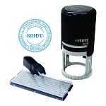 Печать самонаборная автоматическая " deVente " 8015, 1,5 круга, d=40мм синяя, в комплекте: штемпельная подушка, основная касса, пинцет, пластиковая, soft touch, в блистере