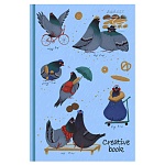 Записная книжка 140*210мм 7БЦ 112л " Феникс " Nice birds/Creative book, смешанная линовка, обложка - глянцевый ламинированный картон, дизайнерский блок, белый офсет, крафт-бумага, кремовый офсет, сшивка