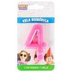 Свеча для торта цифра " Миленд " 4, ярко-розовая, 14*8*1см, картонный блистер, европодвес