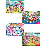 Пазлы " Рыжий кот "  12элементов Королевство пони №3 17,5*13,0см, 4 дизайна, картонная упаковка 9*6,5*2,5см