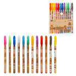 Набор гелевых ручек " Basir " Капибара 12цв 1,0мм, ароматизированный, непрозрачный с рисунком корпус, цвет колпачка соответствует цвету чернил, с блестками, пластиковая упаковка, европодвес