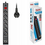 Сетевой фильтр " Buro "  1,8м 6 розеток, 10А, 2 USB порта (2,1А + 1А) для зарядки, без защитных шторок, защита от короткого замыкания, защита от перегрева, черный
