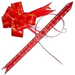 Бант " KWELT " 1,8см Красный, золотая фольга, 10шт в упаковке, индивидуальная упаковка, европодвес