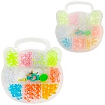 Набор бусин " Tukzar " Котик, в наборе: пластиковый контейнер, 10 секций, перламутровые бусины, фигурные застежки, леска