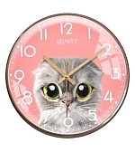 Часы настенные " Миленд " d=30см Котенок, без защитного стекла, питание от 1 батарейки АА, батарейки в комплект не входят, материал- МДФ, пластик, картонная упаковка