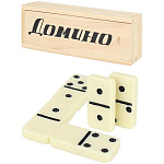 Игра настольная " Рыжий кот " Домино пластиковое, состав: 28 пластиковых фишек, деревянная коробка, 16*5,5*4см