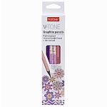 Набор карандашей ч/гр " Hatber " V-tone НВ с ластиком, круглые, деревянные, заточенные, 3 дизайна, картонная упаковка