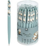 Ручка шариковая автоматическая " Феникс " Магнолия синяя 0,7мм, цвет корпуса- зелёный, покрытие софт-тач, сменный стержень, пластиковая туба