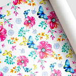 Упаковочная бумага " Интерпак " 68,5см*100см 1 лист Мальва, в рулоне, 90г/м2