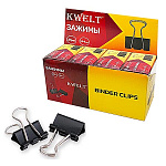 Зажимы " KWELT " черные 25мм 12шт/уп, картонная упаковка