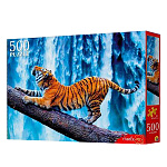 Пазлы " Рыжий кот " 500элементов Тигр у водопада 47*33см, картонная упаковка 22,5*32*4,3см