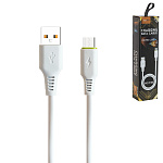 Кабель сетевой USB - micro USB " FaisON " K-80 Action белый, зелёная вставка, круглый, 1м, 3,0А, QC3.0, силикон
