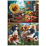 Раскраска алмазная " Рыжий кот " 40*50см двусторонняя Натюрморт с граммофоном/Милые щенята, состав набора: картонная основа в подрамнике (с одной стороны липкая для алмазной мозаики, с другой картонная для рисования),карандаш-стилус, стразы, клейкая основ