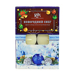 Свеча чайная ароматизированная " РСМ " 6шт Новогодний снег, 39*12,5мм, время горения 3-4часа, картонная упаковка