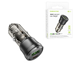 Блок питания автомобильный " Borofone " BZ25 Journey чёрный, прозрачный, 3,0А, 38Вт, QC3.0, AFC, FCP, Type-C, USB, пластик, (кабель в комплект не входит)