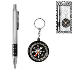 Набор подарочный " KWELT " 2в1 ручка шариковая автоматическая, синяя, брелок-компас, пластиковая упаковка, европодвес