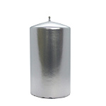 Свеча " РСМ " Классическая Новогодняя Серебряная, 100*50мм, время горения 25часов, в термопленке