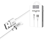 Кабель сетевой USB - micro USB " Hoco " X23 Skilled белый, круглый, 1м, 2.1А, силикон