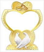 Банкетная карточка свадебная " Мир поздравлений " 150 Голуби, 94*67мм, золото