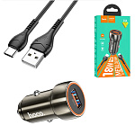 Зарядное устройство автомобильное " Hoco " Z46 Blue shield серое, 3,0А, QC, AFC, FCP, 18W, QC3.0, USB, пластик, кабель Type-C, 1м