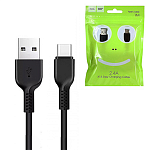 Кабель сетевой USB - Type-C " Hoco " X13 Easy чёрный, круглый, 1м, 2.4А, силикон