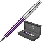 Ручка подарочная шариковая " Parker " Sonnet Essential SB K545 Violet CT, черная 1мм, поворотный механизм, цвет корпуса- фиолетовый/серебристый, материал корпуса- нержавеющая сталь, подарочная упаковка