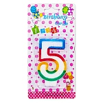 Свеча для торта цифра " KWELT " 5, разноцветная, 7*4*1см, картонный блистер 14*7*1см, европодвес