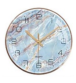 Часы настенные " Миленд " d=30см Синий мрамор, без защитного стекла, питание от 1 батарейки АА, батарейки в комплект не входят, материал- МДФ, пластик, картонная упаковка