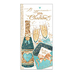 Конверт для денег " Мир открыток " 2-16 Свадьба- В чудесный день свадьбы! Шампанское, бокалы, 168*83мм, блестки, рельеф