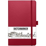 Блокнот для зарисовок " Sketchmarker " 13*21см 7БЦ на резинке 80л Маджента, обложка - ПВХ, плотность 140г/м2, блок- слоновая кость, сшивка, ляссе, держатель для ручки