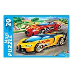 Пазлы " Рыжий кот " Макси. 20элементов Супер гонки 30*21,5см, картонная упаковка 12,5*18*4см