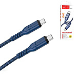 Кабель сетевой Type-C - Type-C " Hoco " X59 Victory синий, круглый, 2м, 3,0А, 60Вт, нейлон