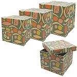 Набор коробок " KWELT " 3в1 16,5*16,5*13см, 14*14*11см, 11,5*11,5*9см, Абстракция, крафт, картон/ПВХ