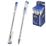 Ручка гелевая " Bruno Visconti " FineWrite, синяя 0,4м, толщина письма 0,3мм, полуигольчатый пишущий узел, прозрачный пластиковый корпус, колпачок с клипом, картонная упаковка