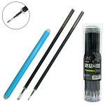 Набор стержней пиши-стирай " KWELT " в наборе: стержни гелевые пиши-стирай черные 0,5мм, 129мм, 20шт, двусторонний ластик, пластиковый тубус