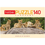 Пазлы " Hatber " 140элементов Панорама-В мире животных 45*16см, картонная упаковка