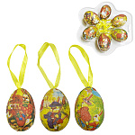 Набор пасхальный " KWELT " Пасхальные яйца, 6шт, 4*5,5*4см, на ленте, ассорти, пластиковая упаковка, европодвес