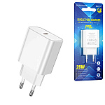 Блок питания сетевой " Borofone " BA71A белый, Type-C, 3,0А, 20W, USB, пластик (кабель в комплект не входит)